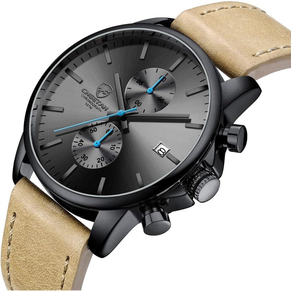 Relógio Masculino Analógico De Couro Cheetah 1604 Cronógrafo