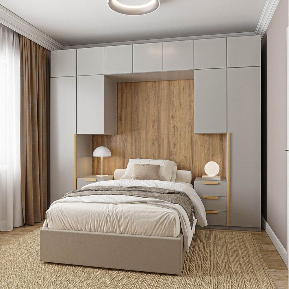 Guarda-roupa Modulado 10 Peças 11 Portas com 2 Mesas de Cabeceira Jade Cabecasa Madeiramadeira Cinza Urbano