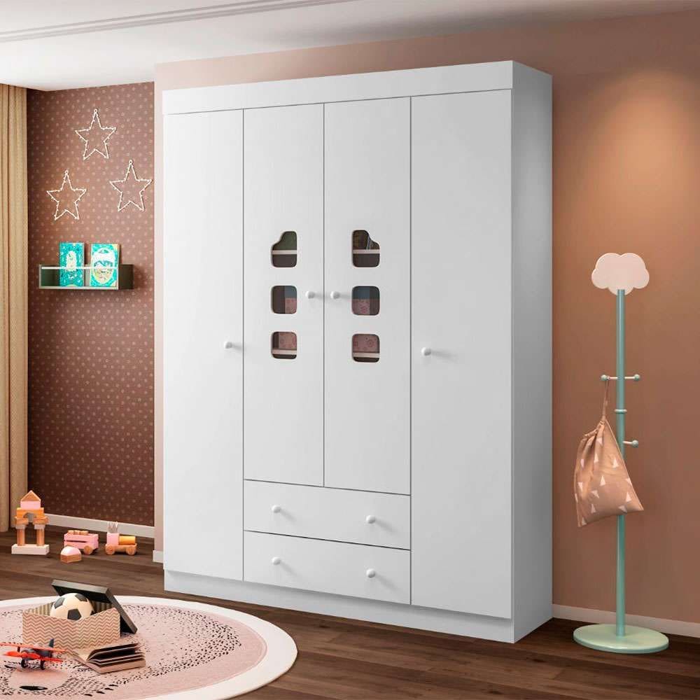 guarda-roupa infantil lívia 4 pt 2 gv branco