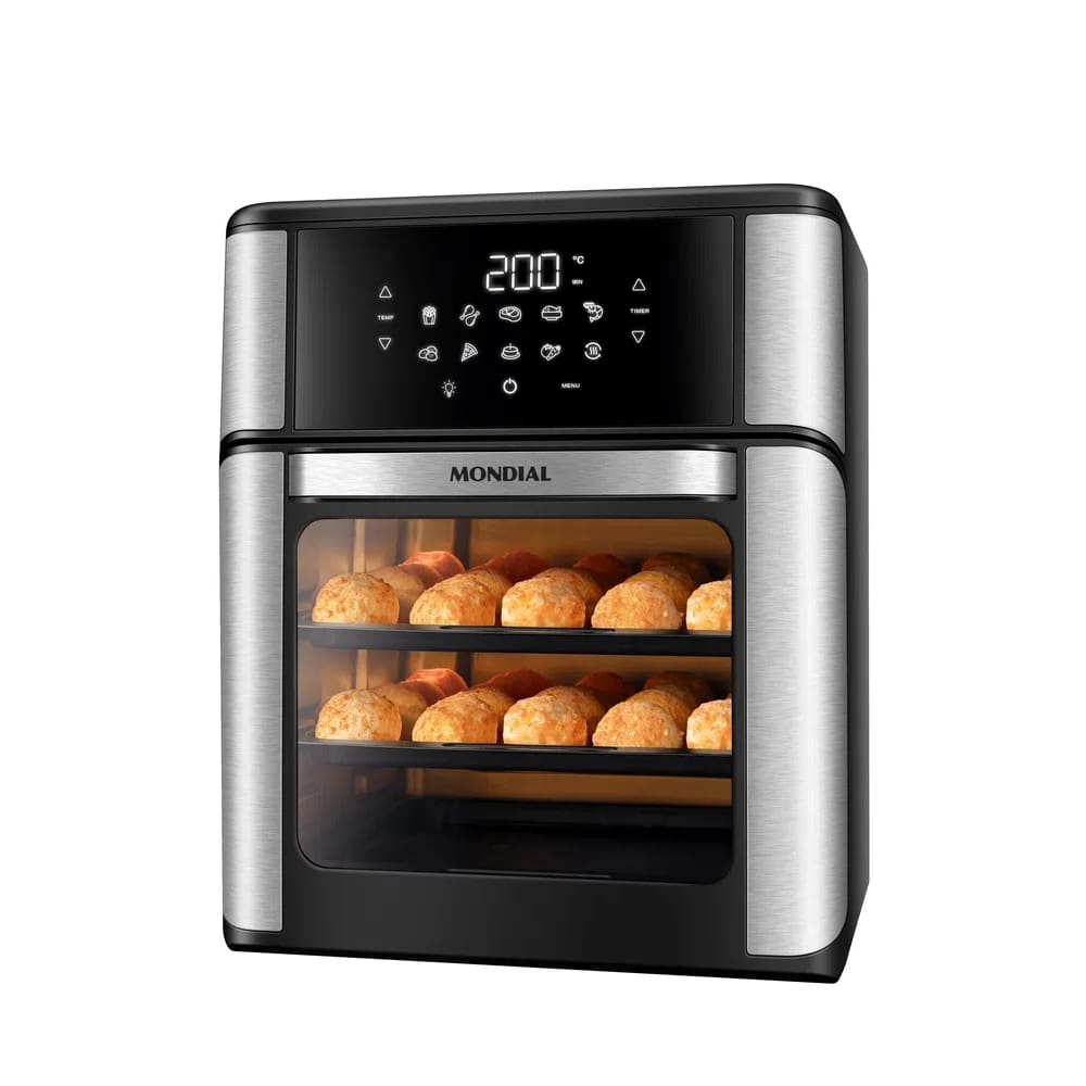 Air Fryer 12L 2000W Mondial AFO12LBI Digital Touch Antiader Inox 220v
