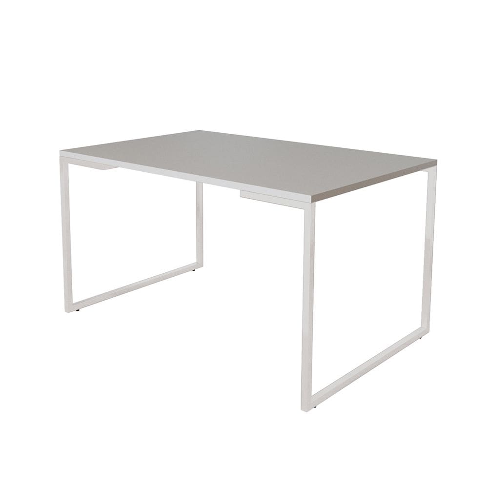 Mesa de Jantar Industrial 6 Lugares Branca 140x90 Base Aço Branco