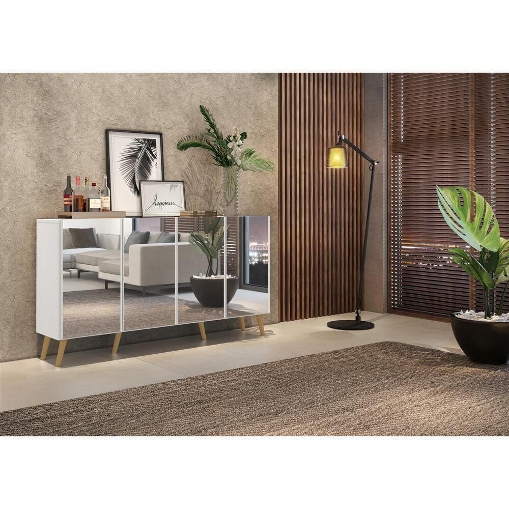 Aparador Buffet 4 Portas Multimóveis V3560 Rustic/branco