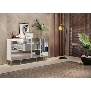 Aparador Buffet 4 Portas Multimóveis V3560 Rustic/branco