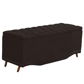 Calçadeira Baú King Size Estofada Maitê Veludo Cor Marrom