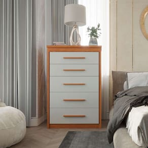 cômoda elegance 5 gv freijó wood e off white