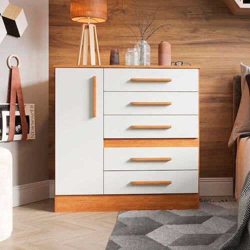 imagem-cômoda advantage 1 pt 5 gv freijó e off white wood - Marrom