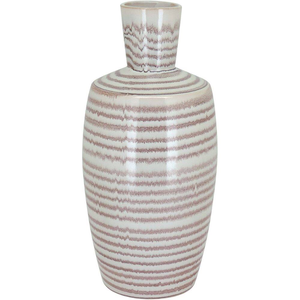 Vaso Decorativo Enfeite Casa Cerâmica 37x17x17cm Creme