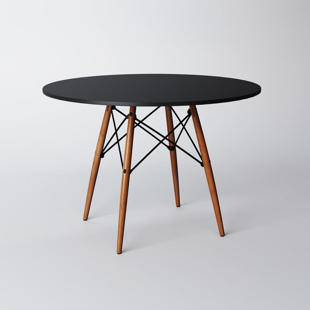 Mesa Eames Eiffel Redonda de Jantar 90cm Preta