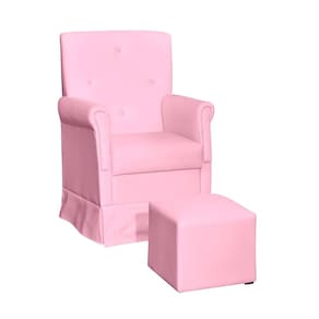 poltrona para amamentação balanço com puff s revestimento sintético rosa