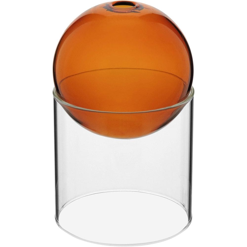 Vaso Decorativo Enfeite Com Suporte Vidro 13X13 Âmbar