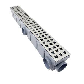 Ralo Borda Piscina 6cm x 50cm Quadriculado Inox 304 Col Cinza