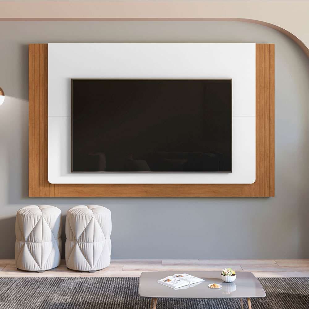 painel para tv até 60 polegadas roma branco e cedro