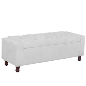 Calçadeira Baú Casal King Size Estofada Valencia Veludo Cor Branco