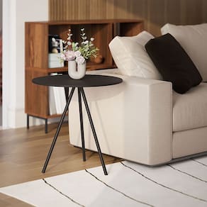 Mesa Lateral Decorativa Gabriela Redonda Preto - Casa Prime