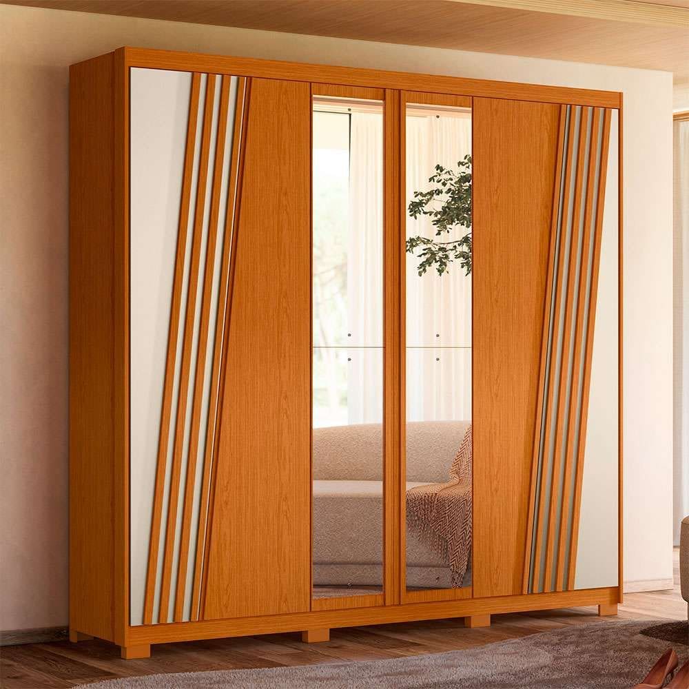guarda-roupa casal com espelho ouro verde 6 pt 4 gv cinamomo e off white
