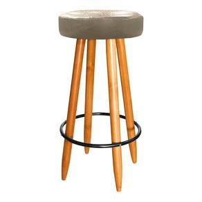 Banqueta Média 75cm Madeira Cozinha Balcão Ilha Courino Bege