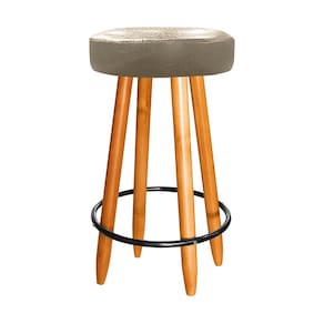 Banqueta Média 60cm Madeira Cozinha Bancada Courino Bege