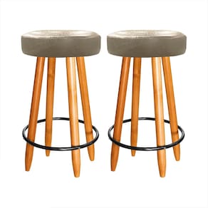 Kit 2 Banqueta 60cm Madeira Cozinha Bar Ilha Courino Bege