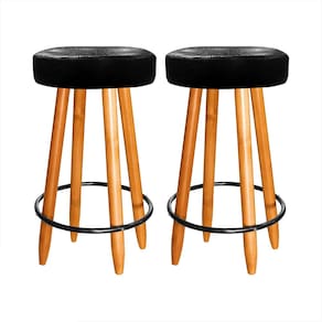 Kit 2 Banqueta 60cm Madeira Cozinha Bar Ilha Courino Preto