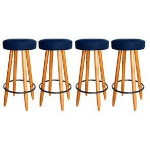 Kit 4 Banqueta Industrial 75cm Alta Cozinha Bar Balcão Azul