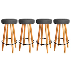 Kit 4 Banqueta Industrial Alta 75cm Cozinha Balcão Bar Cinza