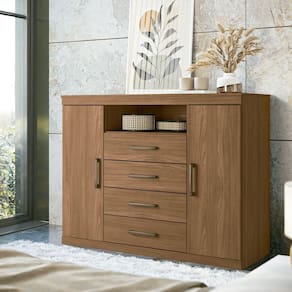 Cômoda Com 2 Portas E 4 Gavetas Havana Master Santos Andirá Jatoba