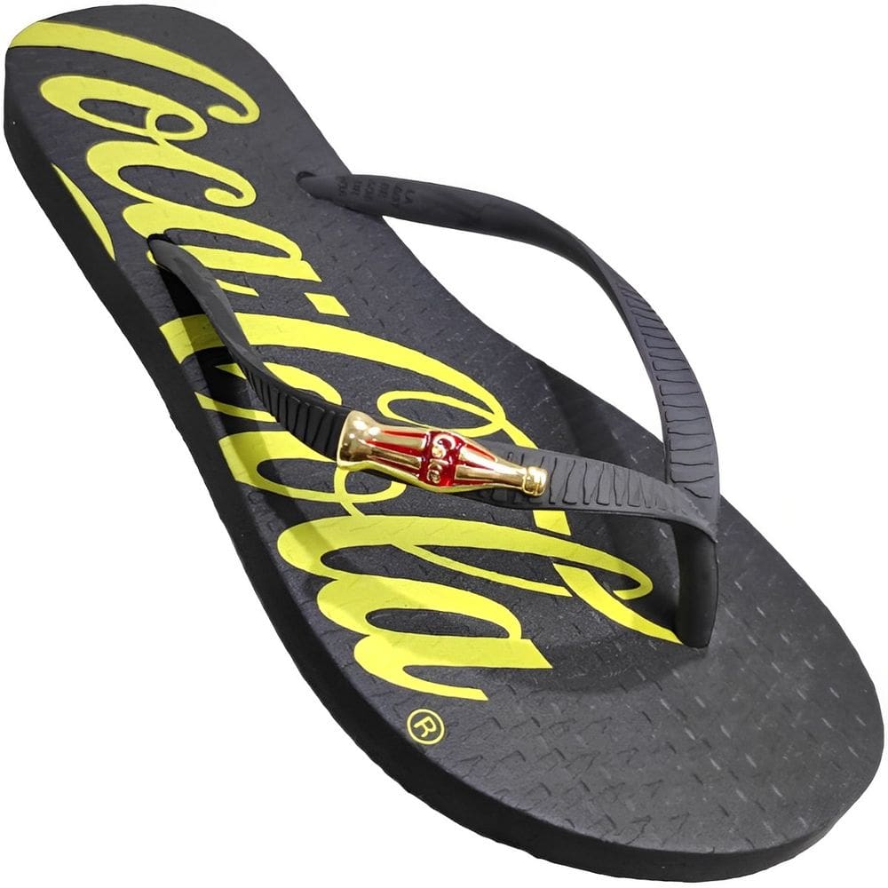 Chinelo Casual Dia a Dia Feminino Dedo Borracha Coca Cola Script CC3789