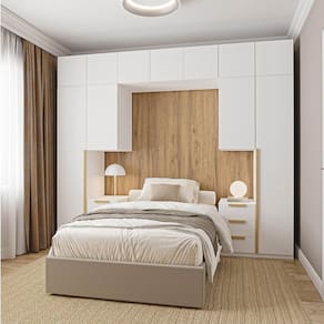 Guarda-roupa Modulado 10 Peças 11 Portas 2 Mesas de Cabeceira Jade Cabecasa Madeiramadeira Branco Fosco