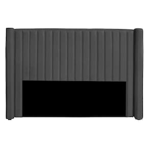 Cabeceira Casal Queen Size Estofada Para Cama Box Alicia Veludo Cinza Escuro