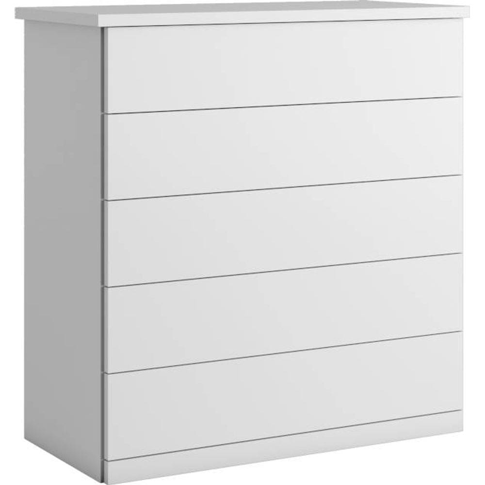 Cômoda para quarto 5 gavetas corrediças telescópicas - Capri-Branco - Bianchi Móveis
