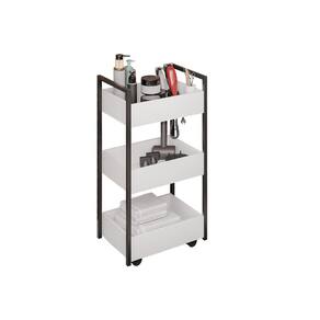 Carrinho de apoio Estética Salão Industrial 3 Prateleiras Lille Branco/Pto M12 - D`Rossi