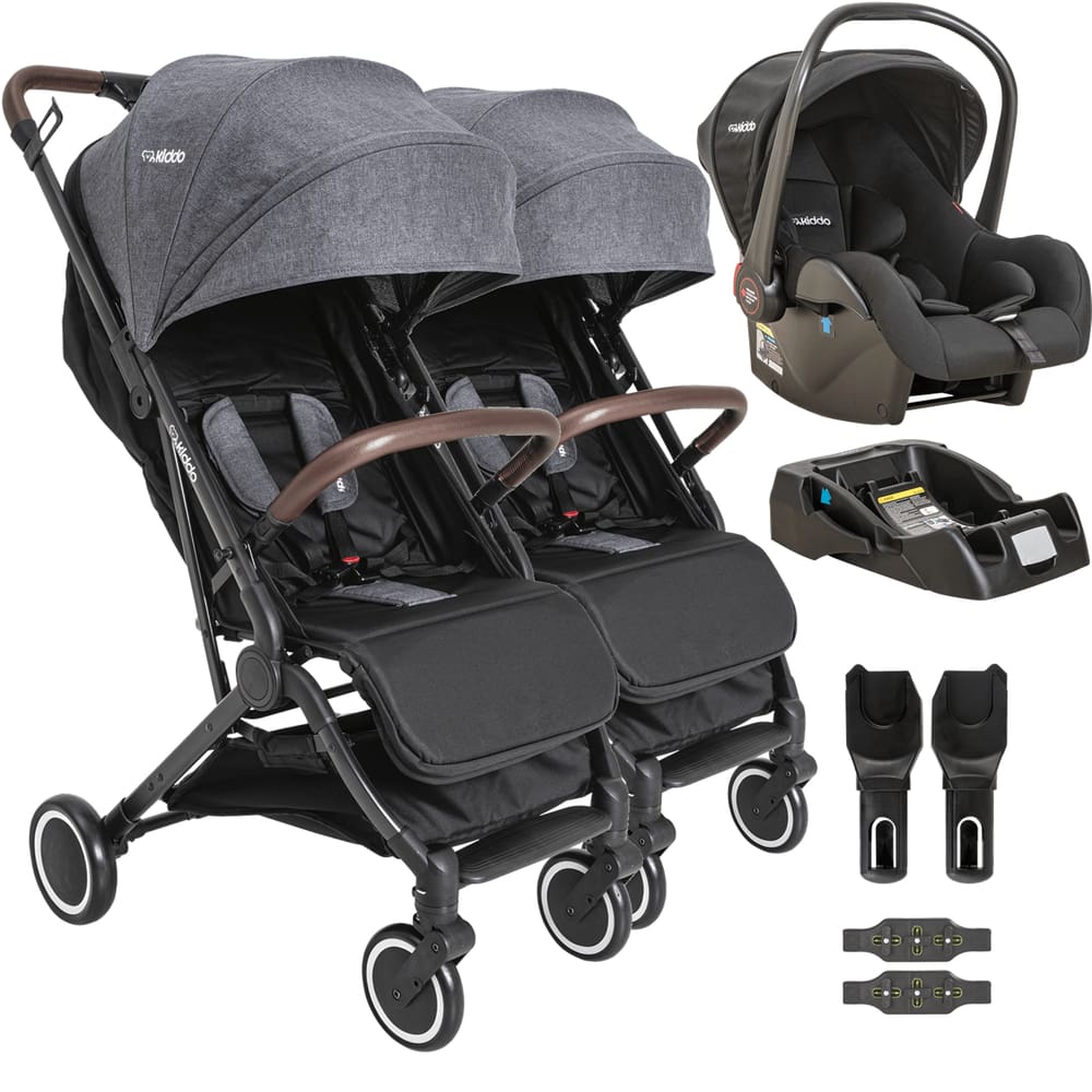Carrinho Sprint Grafite para Gemeos Kiddo com Bebe Conforto Base