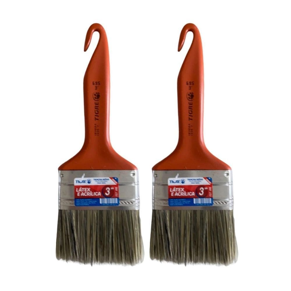 Kit 2 Trincha Pincel Para Pintura Látex Acrílica 3`` Tigre
