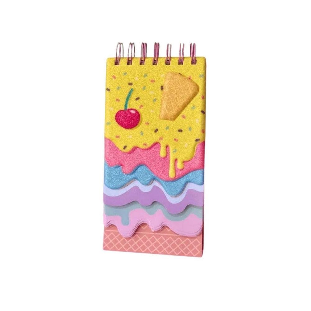 Bloco De Anotações Amarelo Sobremesa Saorvete Capa Em Relevo