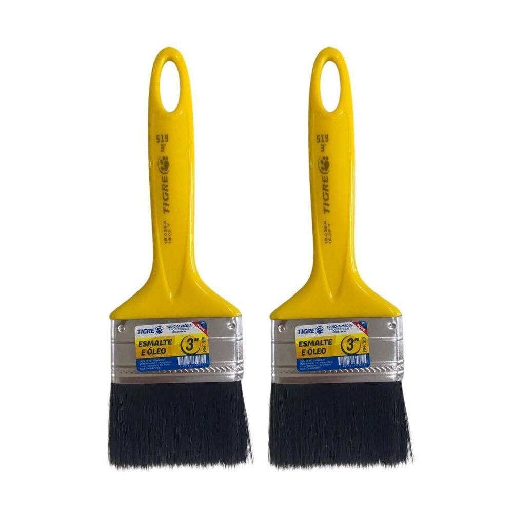 Kit 2 Trincha Pincel Pintura Tinta Esmalte Óleo 3`` Tigre
