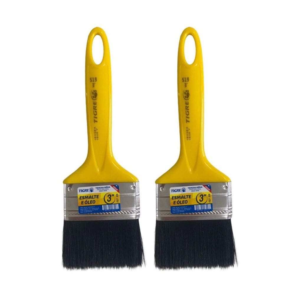 Kit 2 Trincha Pincel Pintura Tinta Esmalte Óleo 3`` Tigre