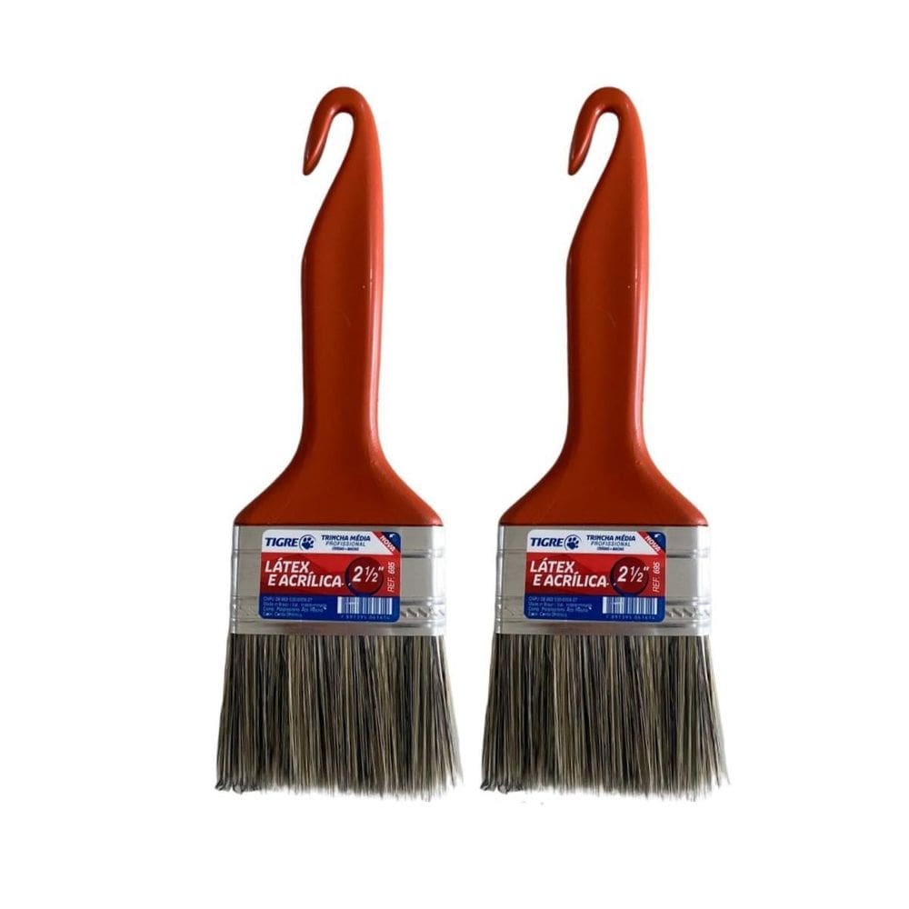 Kit 2 Trincha Pincel Pintura Látex Acrílica 2.1/2`` Tigre
