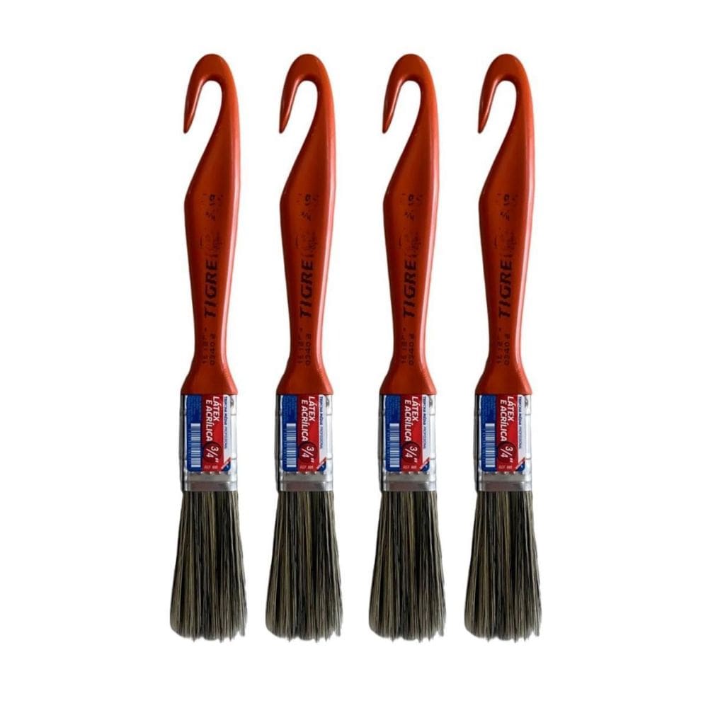 Kit 4 Trincha Pincel Para Pintura Látex Acrílica 3/4`` Tigre