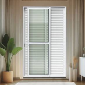 Porta de Correr Venez. 3 Folhas Moveis 210 X 150 Elite com Fechadura Tetra Vidro Liso Branco