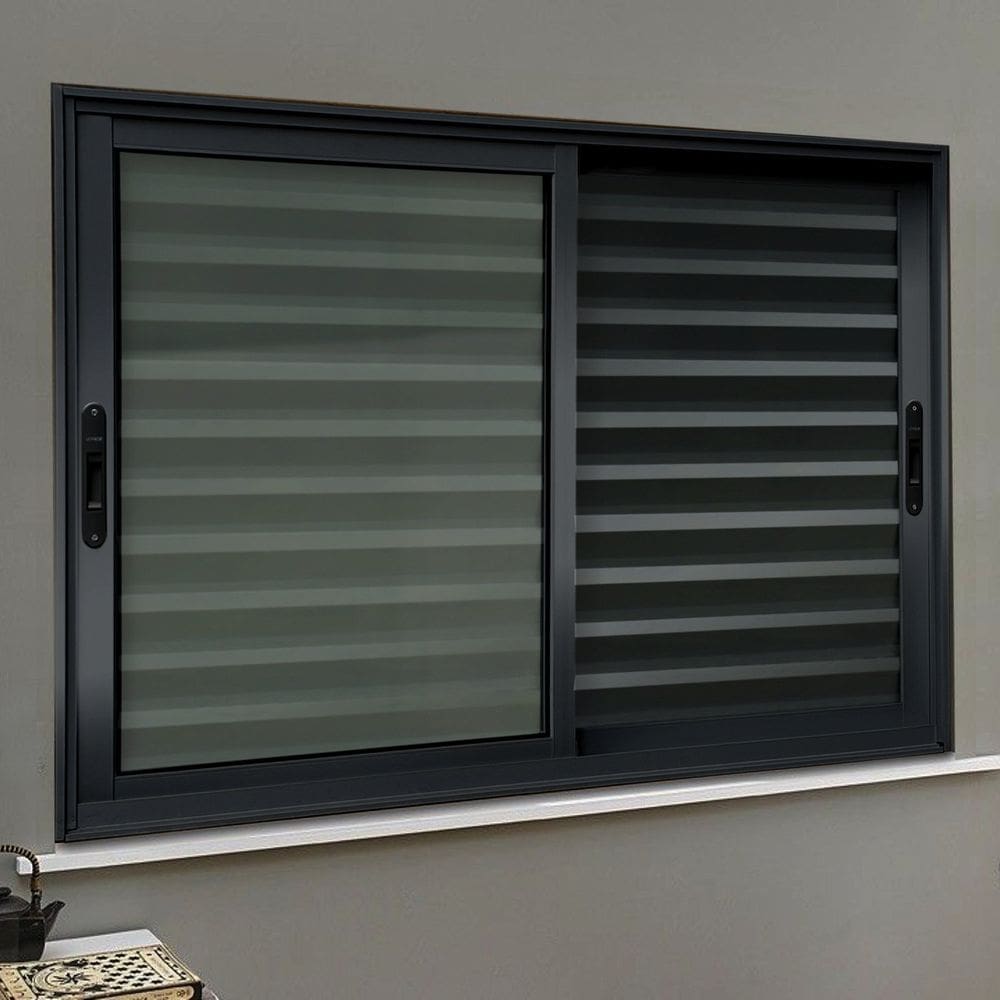 Veneziana Elite 3 Folhas Moveis 100 X 200 Vidro Liso Preto