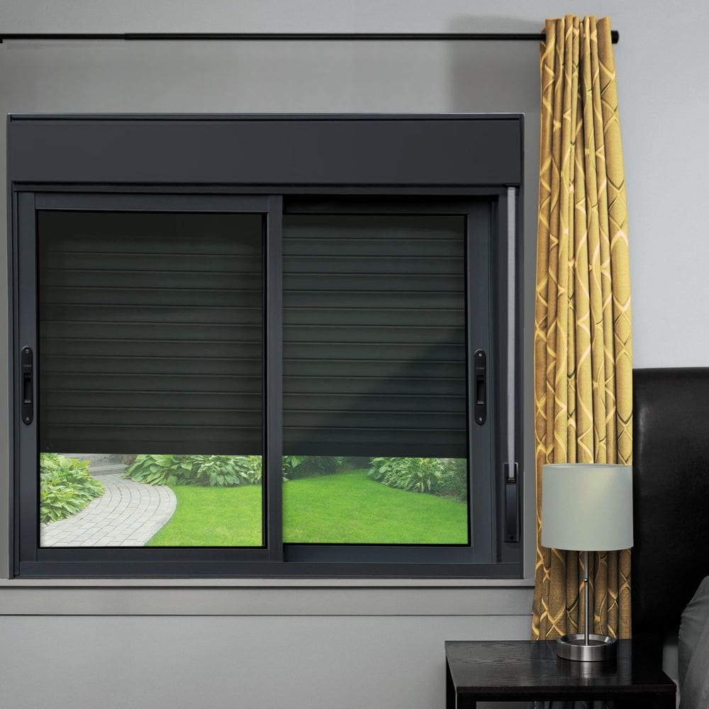 Janela Elite 2 Folhas Moveis com Persiana Integrada 140 X 150 Vidro Liso Preto