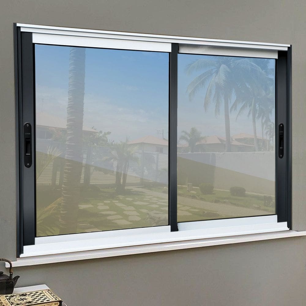 Janela Elite 2 Folhas Moveis 100 X 200 Vidro Reflex Mix Preto