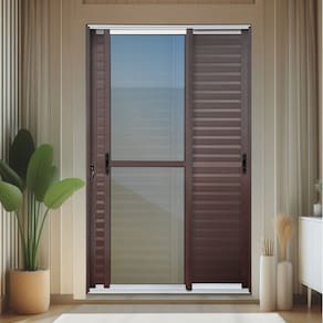 Porta de Correr Venez. 3 Folhas Moveis 210 X 120 Elite com Fechadura Tetra Vidro Reflex Mix Corten