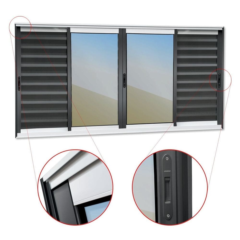 Veneziana Elite 6 Folhas Moveis 120 X 150 Vidro Reflex Mix Preto