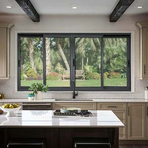 Janela Elite 4 Folhas Moveis 100 X 120 Vidro Liso Preto