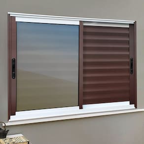 Veneziana Elite 3 Folhas Moveis 120 X 120 Vidro Reflex Mix Corten