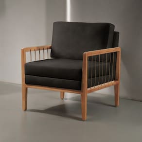 Poltrona Decorativa Gael Madeira Maciça Preto