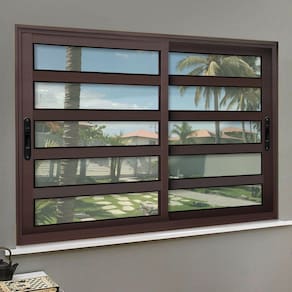 Janela Elite com Travessas 2 Folhas Moveis 100 X 100 Vidro Liso Corten