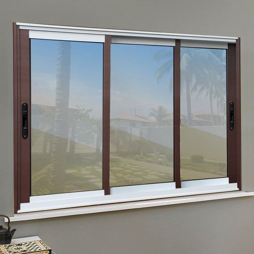 Janela Elite 3 Folhas Moveis Sequenciais 120 X 200 Vidro Reflex Mix Corten