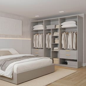 Guarda-roupa Modulado 3 Peças sem Portas Jade Cabecasa Madeiramadeira Cinza Urbano